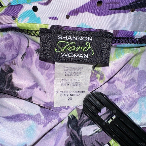 Shannon Ford Woman Y2K Vintage Tag Floral Top Size 2X Purple Blue - Picture 10 of 10